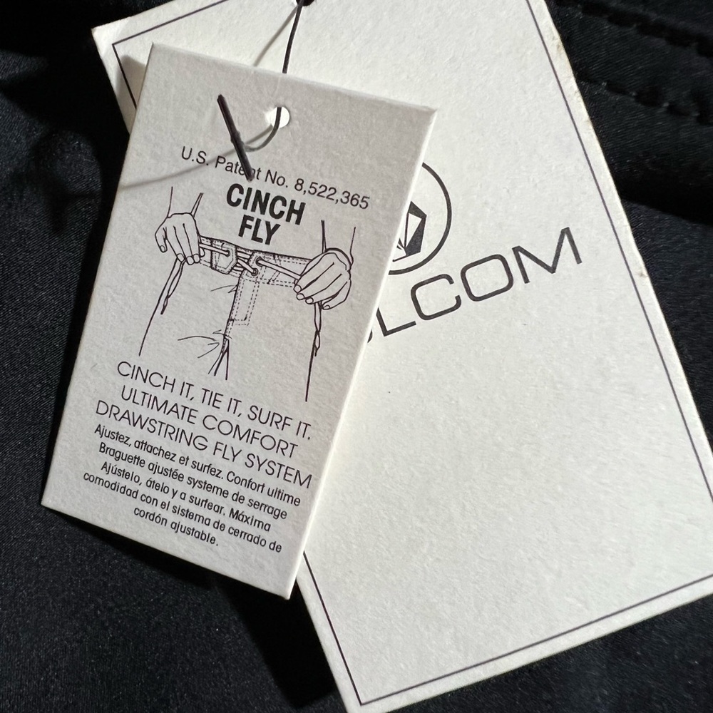 Volcom Women's Simply Solid 11in Black Drawstring Board Shorts Size 9 NWT - Picture 2 of 4